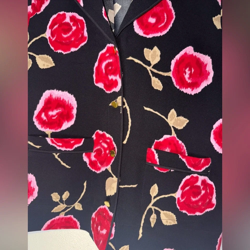 Kate Spade Button‎ Down Shirt Roses Hazy Crepe XXS